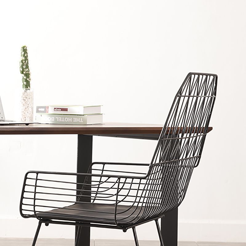 Industrial Black Armed Chairs Metal Outdoor Chair Upholstered Armchair