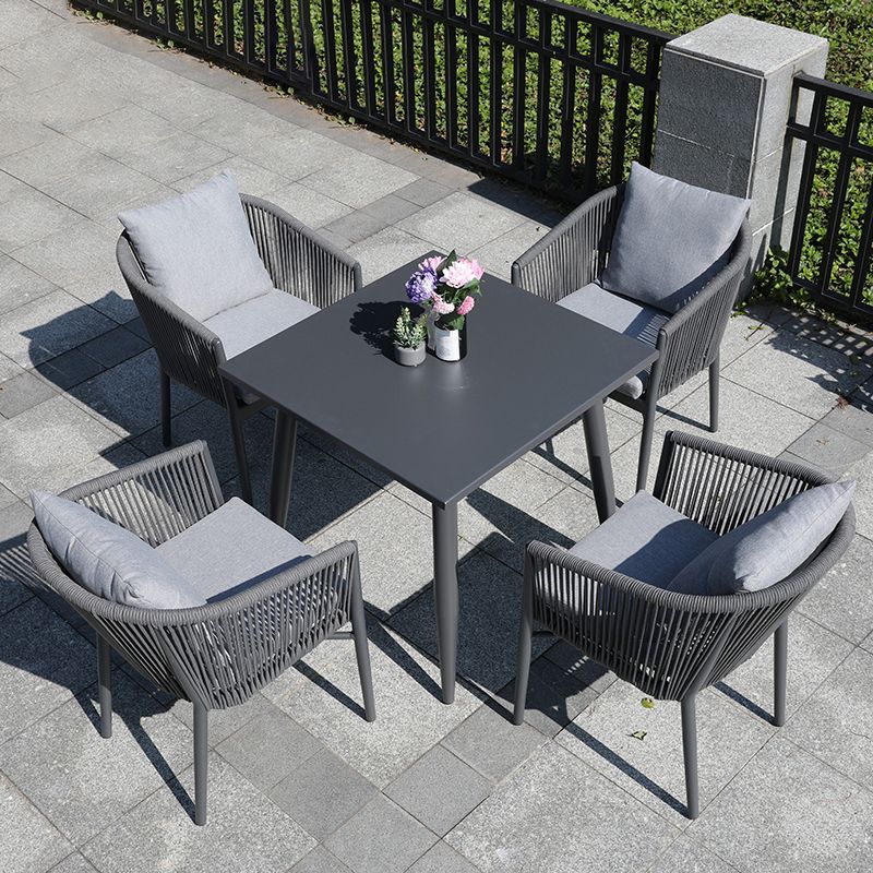 Industrial with Arm Dining Armchair Metal Patio Dining Side Chair