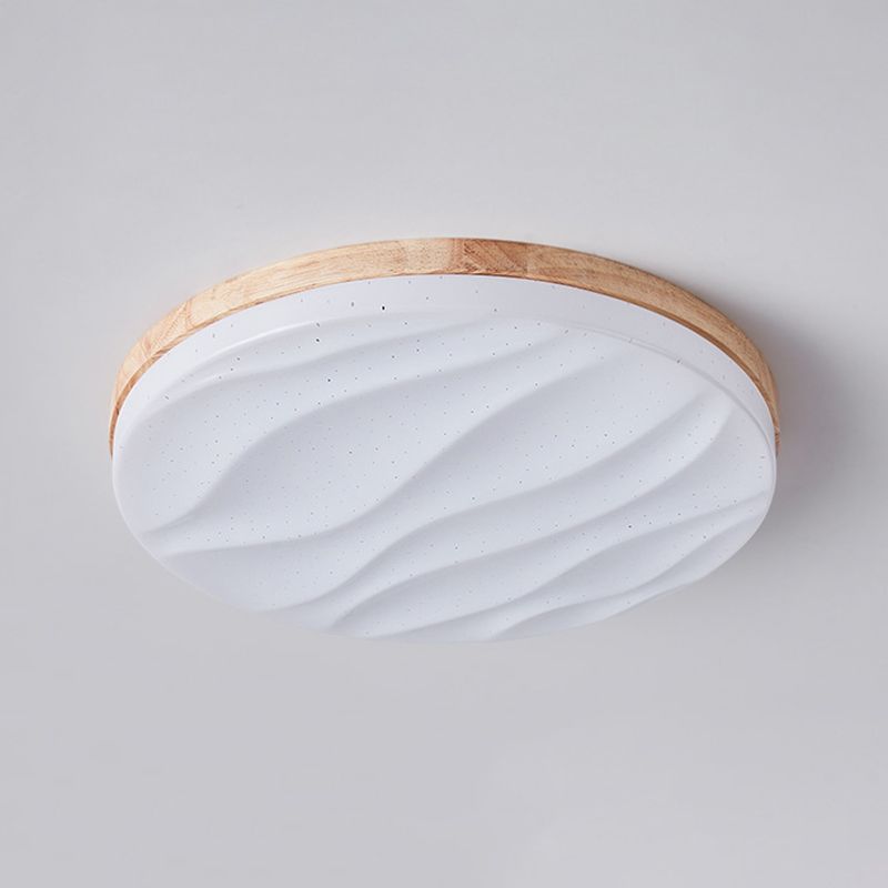 Round Shape Wood Flush Light Modern Style 1 Light Flush Mount Ceiling Lights in Brown
