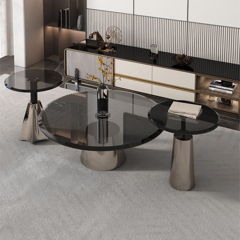 Black Glass Top Bunching Tables Abstract Coffee Cocktail Table