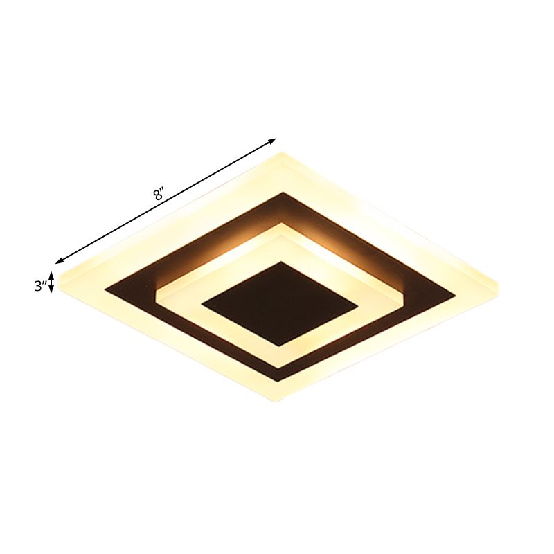 Lámpara de techo empotrada para pasillo LED blanca/café, iluminación empotrada redonda/cuadrada acrílica Simple en luz cálida/blanca/natural