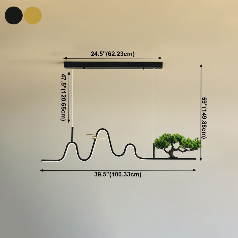 Linear Shape Island Light Modern Style Metal Single Light Pendant Light