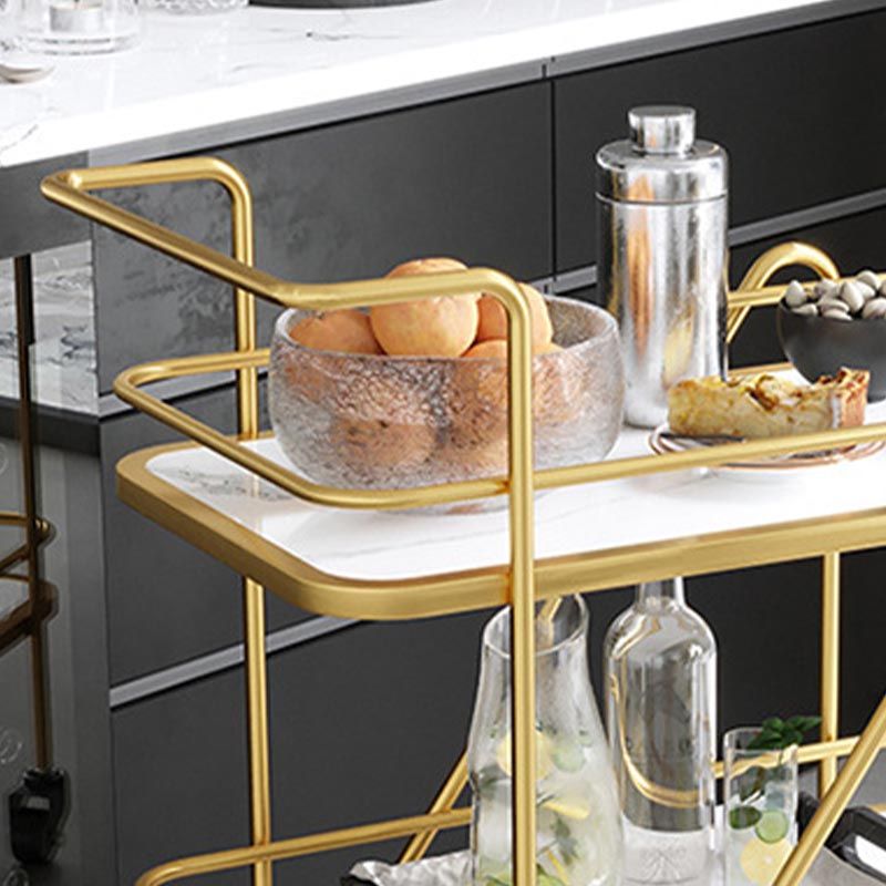 Rolling Modern Prep Table Metal Prep Table with Storage for Dining Room