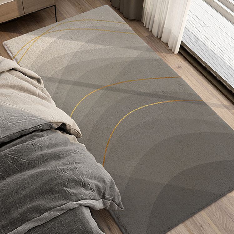 Grey Modern Carpet Geometric Pattern Polyester Area Rug Non-Slip Backing Rug for Bedroom
