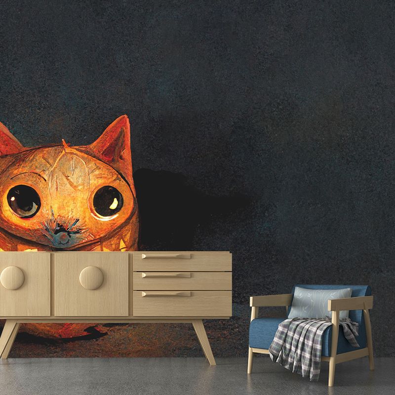 Halloween Pumpkin Pattern Wall Mural Moistureproof for Living Room and Bedroom Decoration