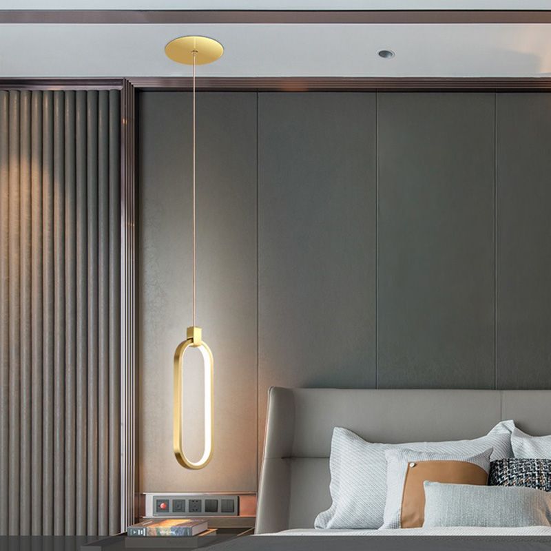 Luce a ciondolo a LED in alluminio in moderno gel di silice in stile conciso luce oblunga per camera da letto