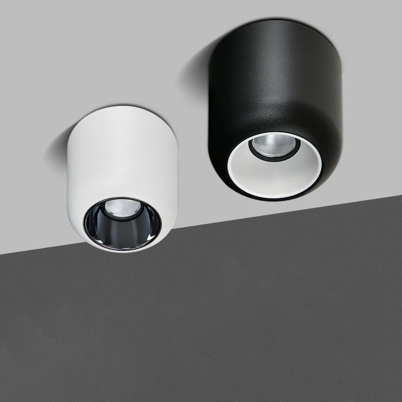 Lámpara de techo LED con forma de cilindro, montaje empotrado de 1 luz de aluminio moderno para hotel de pasillo