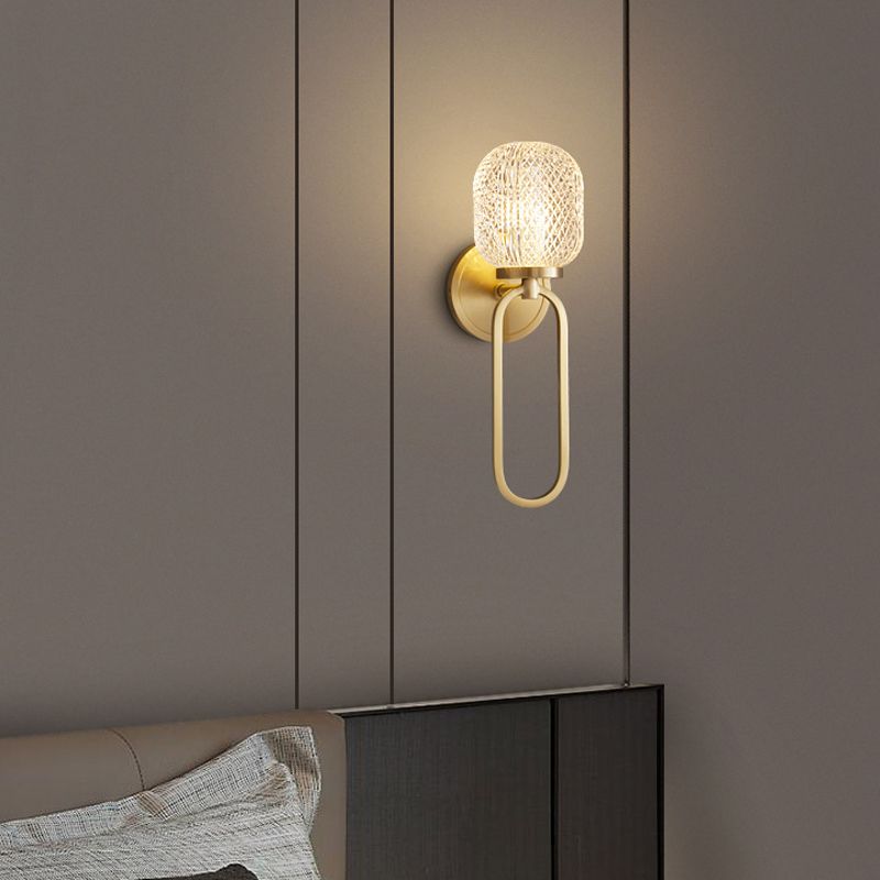 Modern Style Geometric Wall Mounted Lamps Glass 1 Light Wall Sconces in Gold