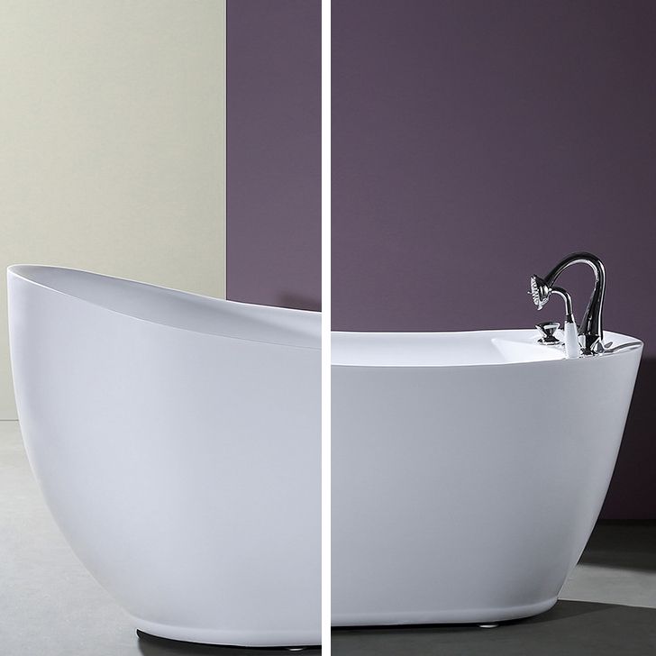 White Acrylic Oval Bathtub Soaking Freestanding Tub with Faucet