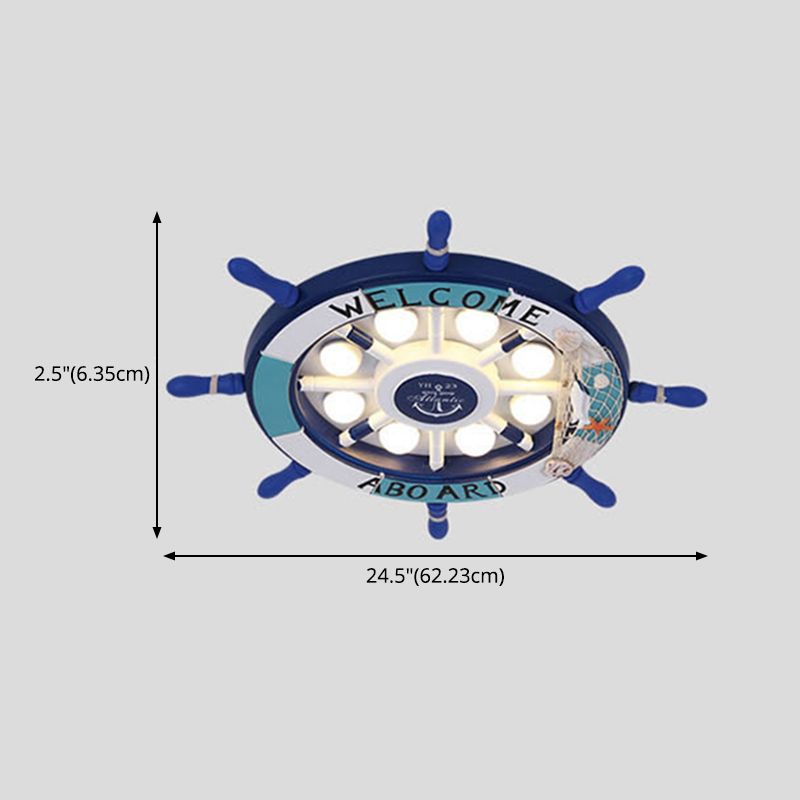 Kids Flush Mount Light Rudder Metal LED Ceiling Mount Light Fixture for Children's Room