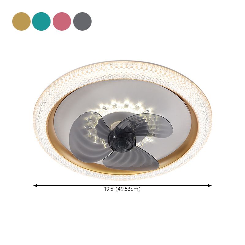 3-Blade Ceiling Fan Children Polish Finish LED Fan with Light for Foyer