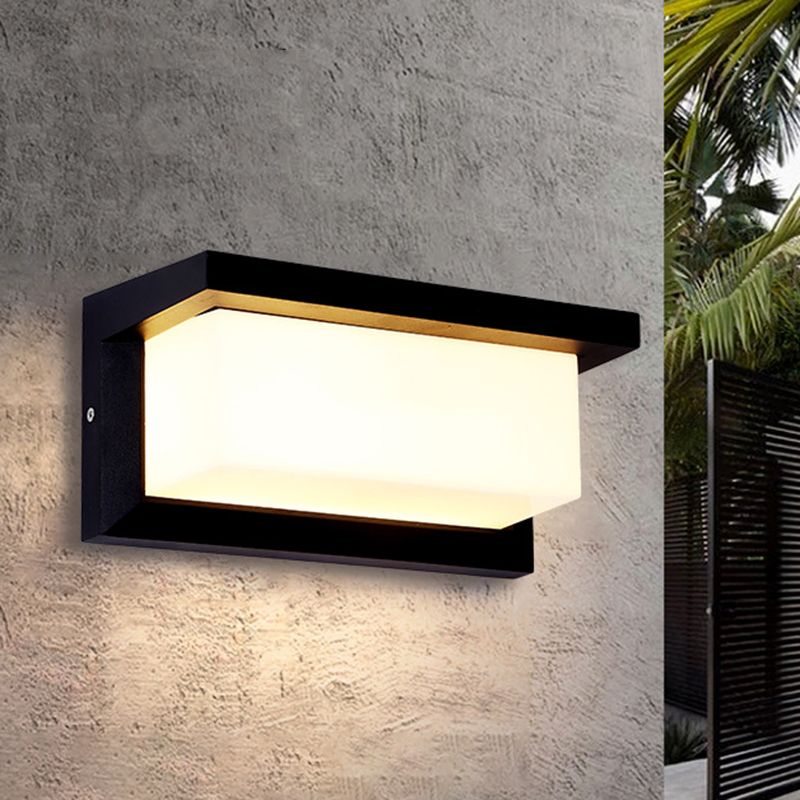 Modern Simple Style Rectangle Shade Wall Sconce Metal 1 Light Sconces inBlack