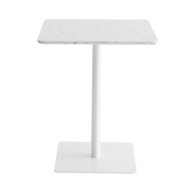 Metal Industrial Square Dining Table Concrete Top Table with Pedestal Base