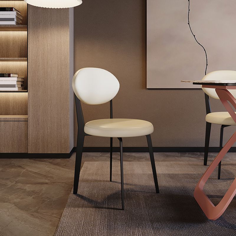 Modern Simple Side Chair Upholstered Kitchen Dining Chair with Metal Base