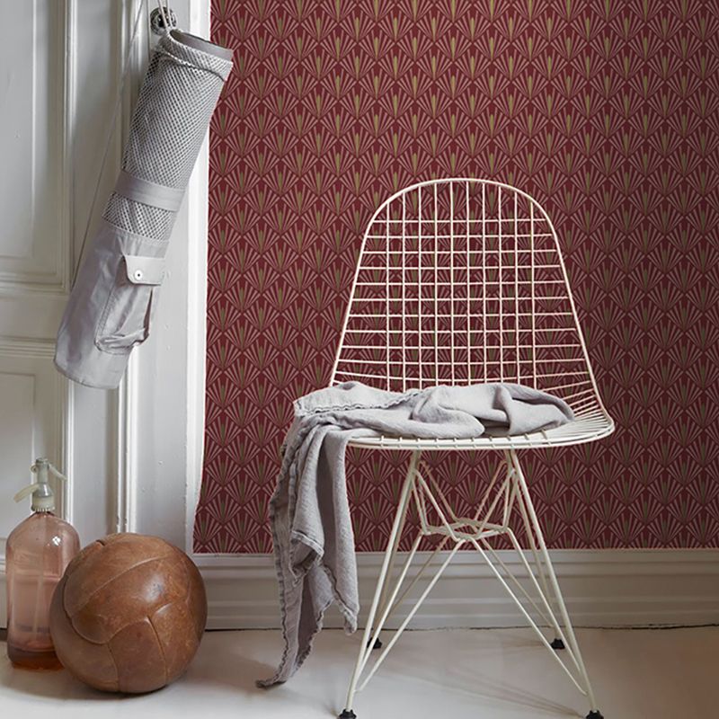 Rhombus Leaf Print Wallpaper Roll Simplicity Style Adhesive Bedroom Wall Decor, 61.4 sq-ft