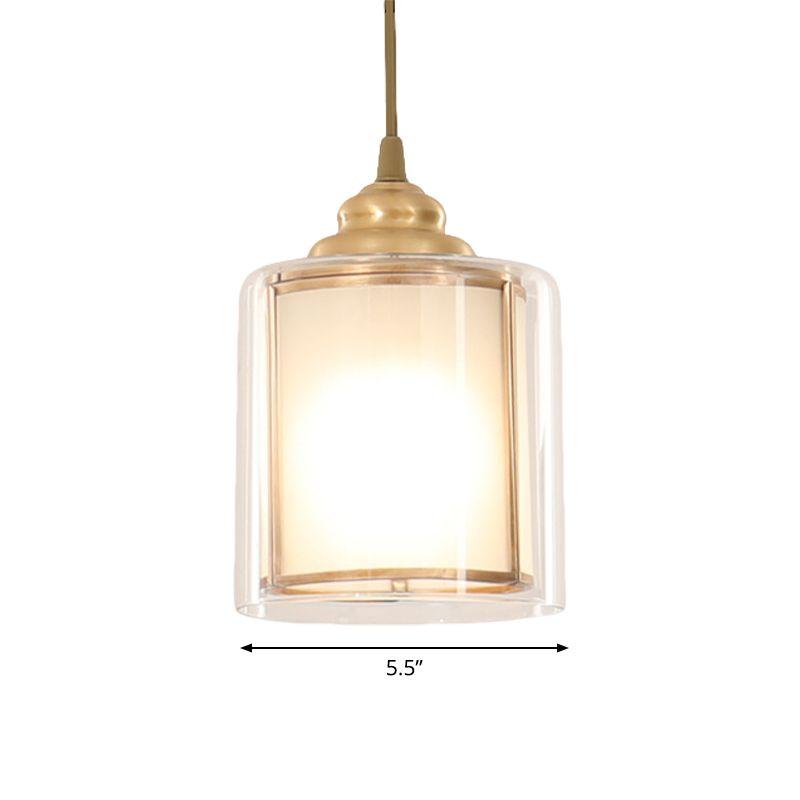 Cylinder White Glass Pendant Light Fixture Classic 5"/5.5"/6" Wide 1 Light Dining Room Hanging Lamp Kit