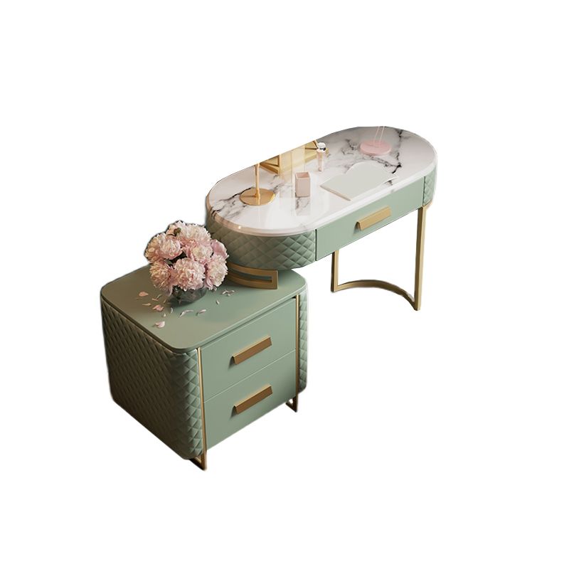 Green Makeup Vanity Desk 30.31" High Vanity Tables with 3 Drawer