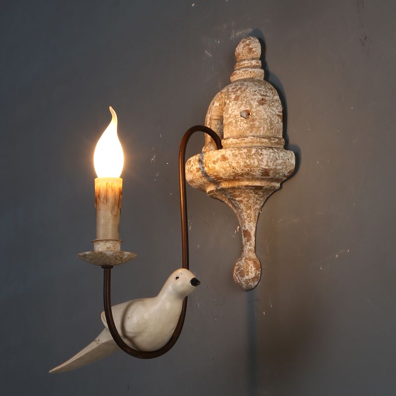 Candelabra indoor wandbevestiging verlichting platteland 1/2-licht bruine wandlamp armatuur met vogel deco