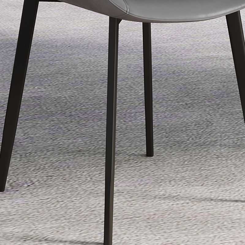 Leather Contemporary Restaurant Side Chair Parsons Matte Finish Dining Chair with Black Legs