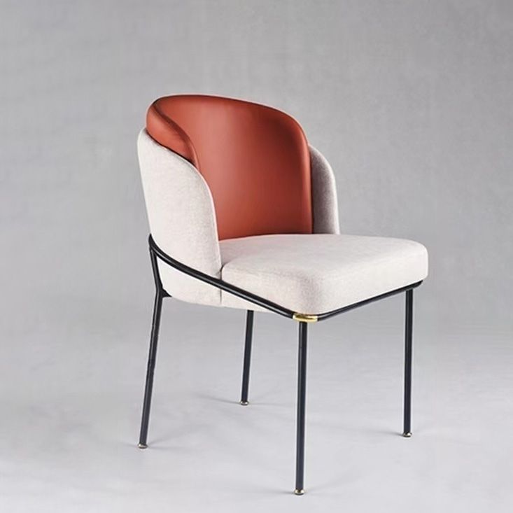 Upholstered Dining Chairs Contemporary Armless Chairs with Metal Base