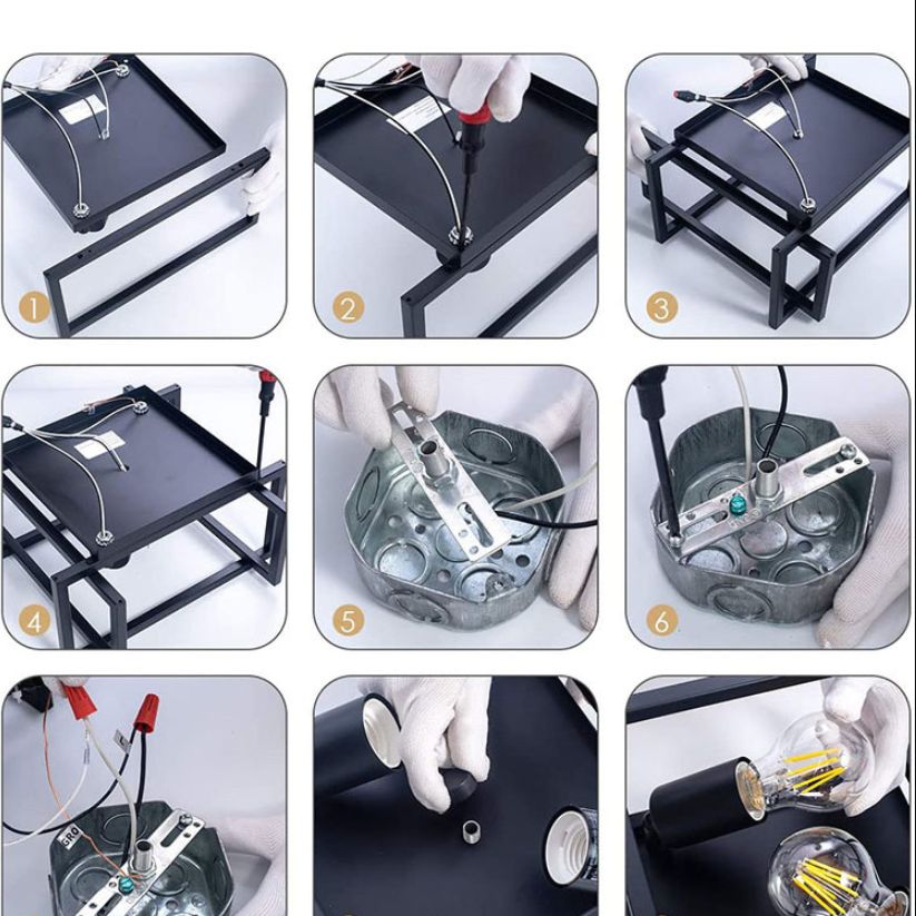 Accesorios de iluminación rectangulares con marco, luces de techo de montaje semiempotrado de hierro de estilo Industrial, 2 luces, para pasillo de restaurante