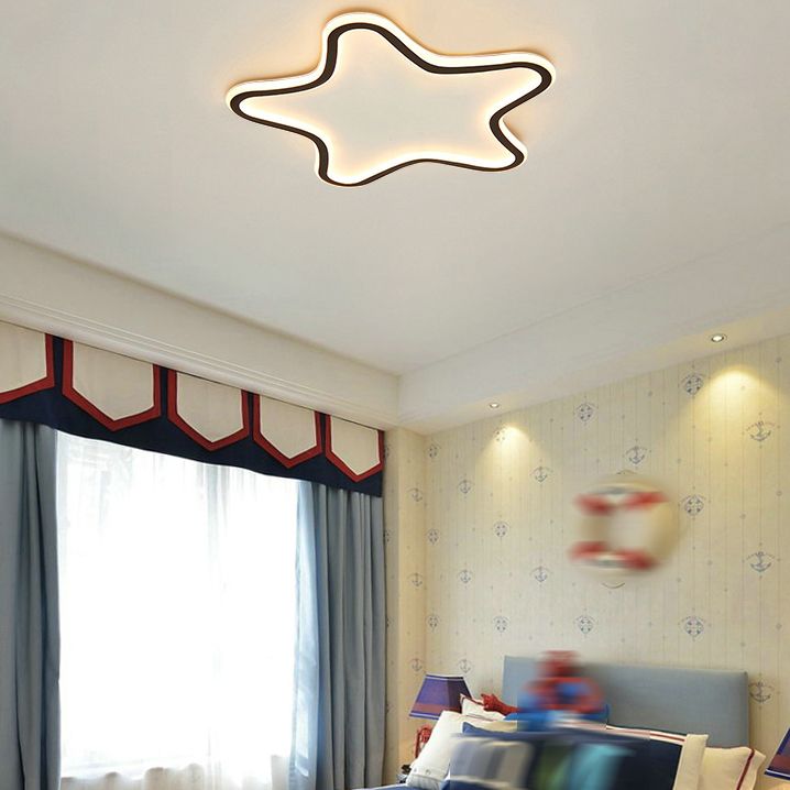 Plafonnier encastré en forme d'étoile en métal, style moderne, éclairage encastré à 1 lumière en noir