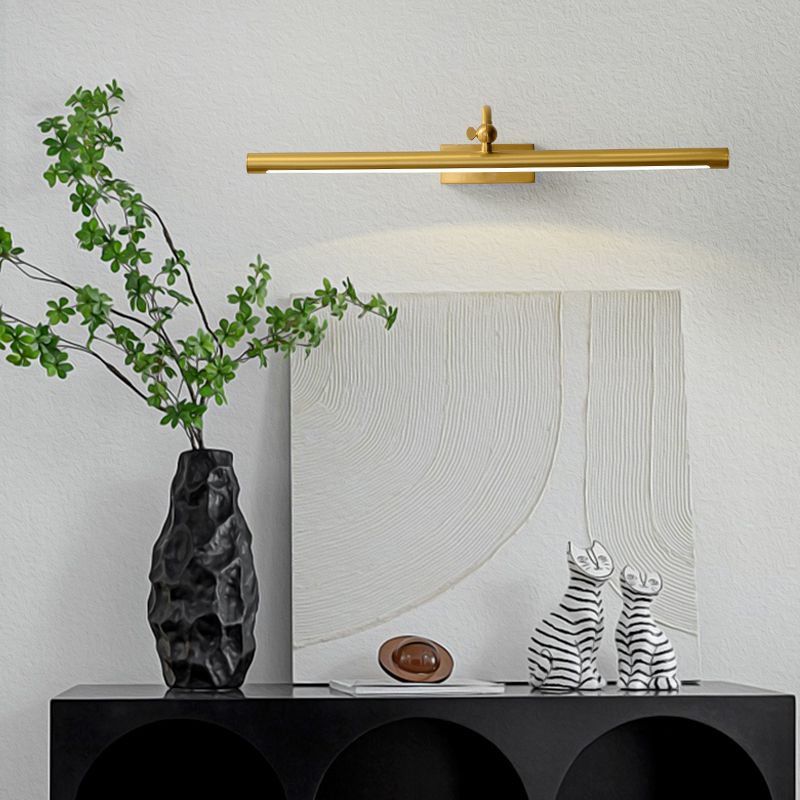Linear Shade Metal Wall Sconce Modern Style 1 Light Mirror Wall Mounted Light Fixture