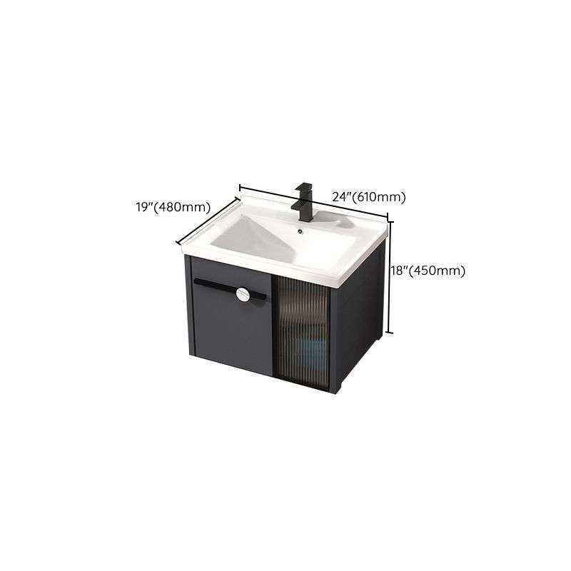 Rectangular Single Bathroom Vanity Modern Dark Gray Metal Base Vanity Set