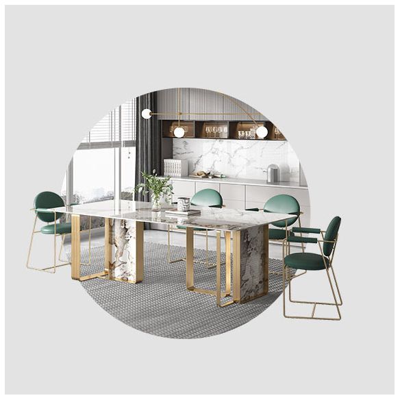 Luxury Sintered Stone Top Dining Set Rectangle 1/2/4/5/7 Pieces Dining Table with Chairs