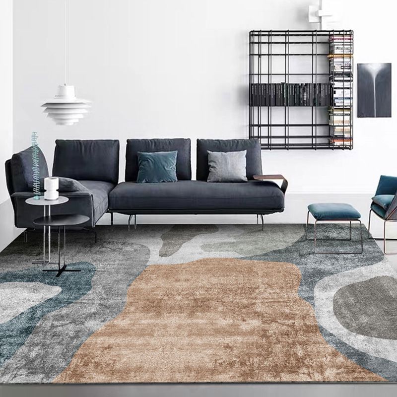 Gorgeous Living Room Carpet Gray Polyster Trendy Area Rug Non-Slip Backing Indoor Rug