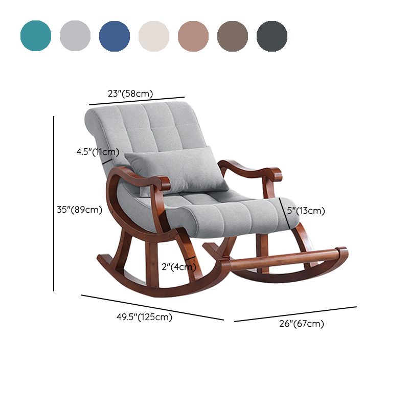 Modern Rocker Upholstered Button-Tufted with Gray Frame Rocking Chair(without Pillow)