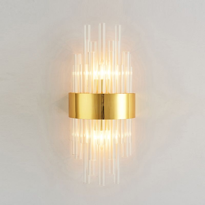 Modern Style Liner Wall Light Crystal 2 Light Sconces for Bedroom