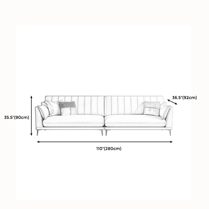 Modern Style Solid Wood Material Base Cloth Art & Leather Rice White Rectangular Sofa
