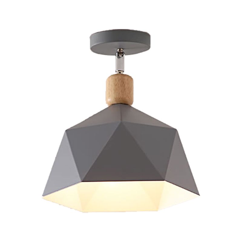 Lámpara de techo de 1 luz Macaron con forma de diamante de Metal gris/Blanco/verde para pasillo