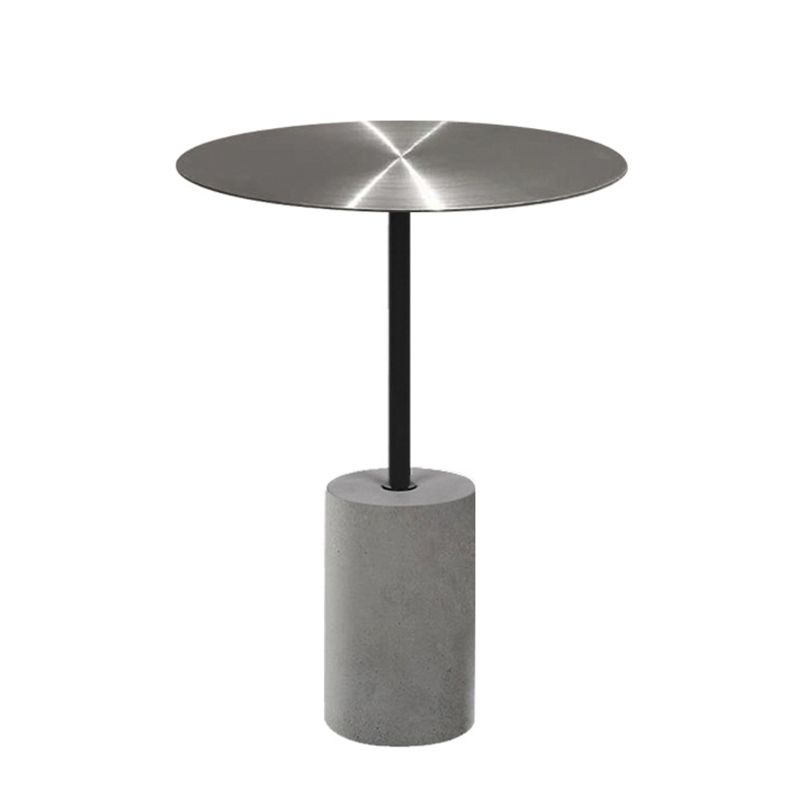 Modern Metal Round Top Side Table Concrete Pedestal End Table