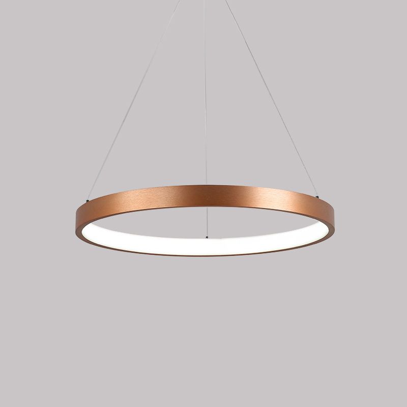 1/2/3-Tier Hoop Dinette Chandelier Metallic Minimalist LED Ceiling Pendant Light in Gold, Warm/White Light