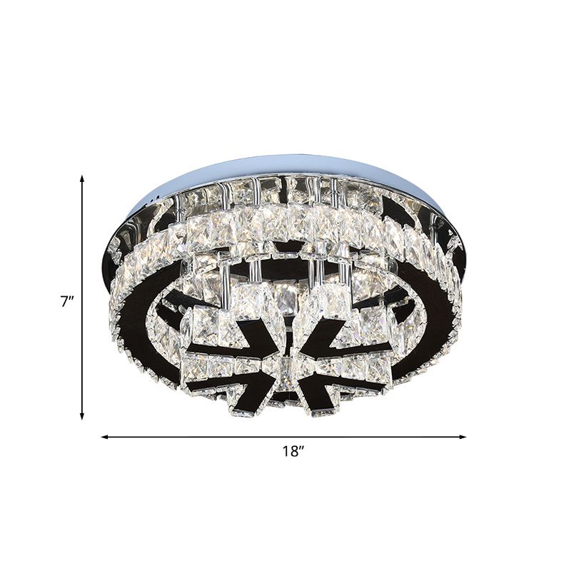 Snowflake Crystal Semi Mount Lighting Modernism Bedroom LED Ceiling Fixture in Stainless Steel