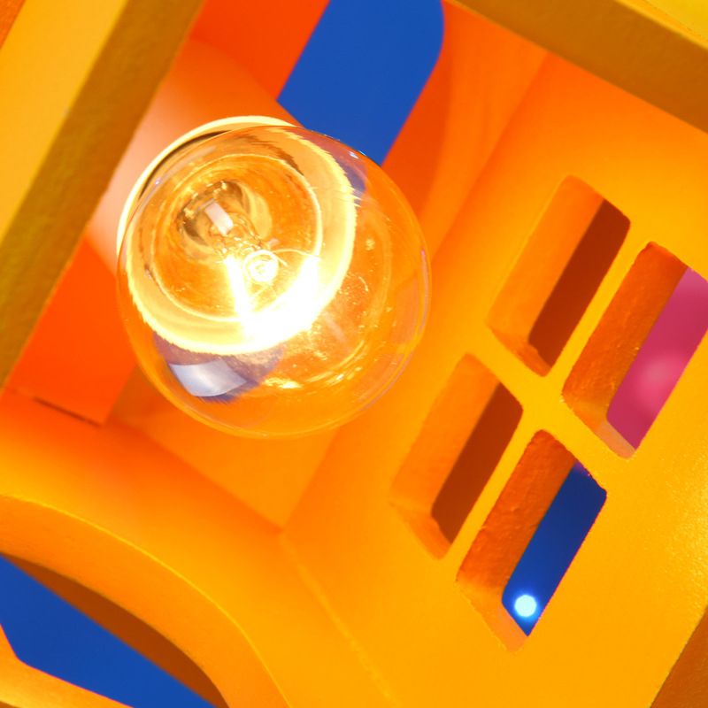 Madera en forma de casa Multi colgante lámpara para niños Costilización azul de 3 luces para dormitorio para dormitorio