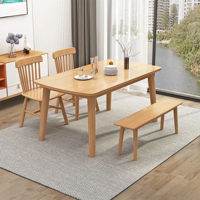 Rubberwood Solid Wood Dining Table Simplicity Style Dinette Table for Indoor