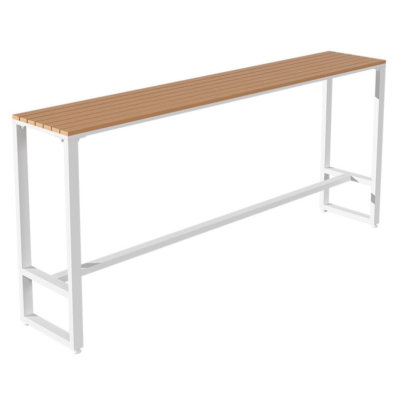 Industrial Bar-height Table with White Base Rectangle Table for Patio