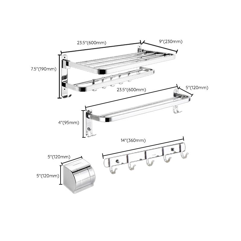 Modern Bathroom Hardware Set Silver Metal Bathroom Accessory