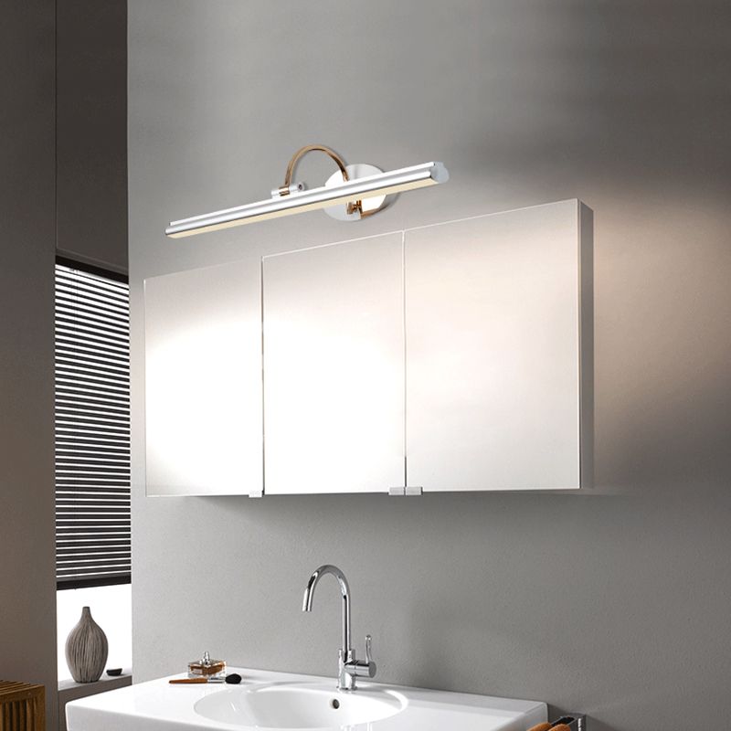 Idea illuminazione a parete in metallo in metallo lineare moderna 1- Light Montaggio a parete specchio lampada