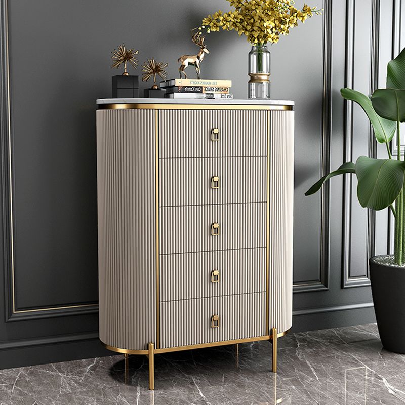 Glam Chest Bedroom Stone Vertical Storage Chest with Drawers