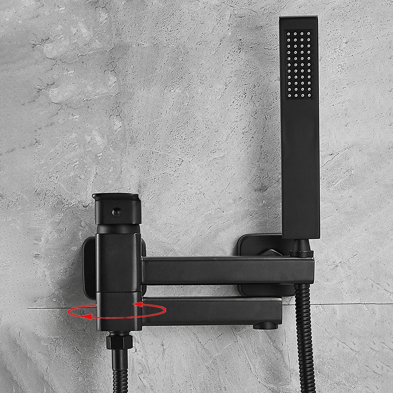 Modern Wall Mounted Metal Tub Filler Low Arc Swivel Bathroom Faucet
