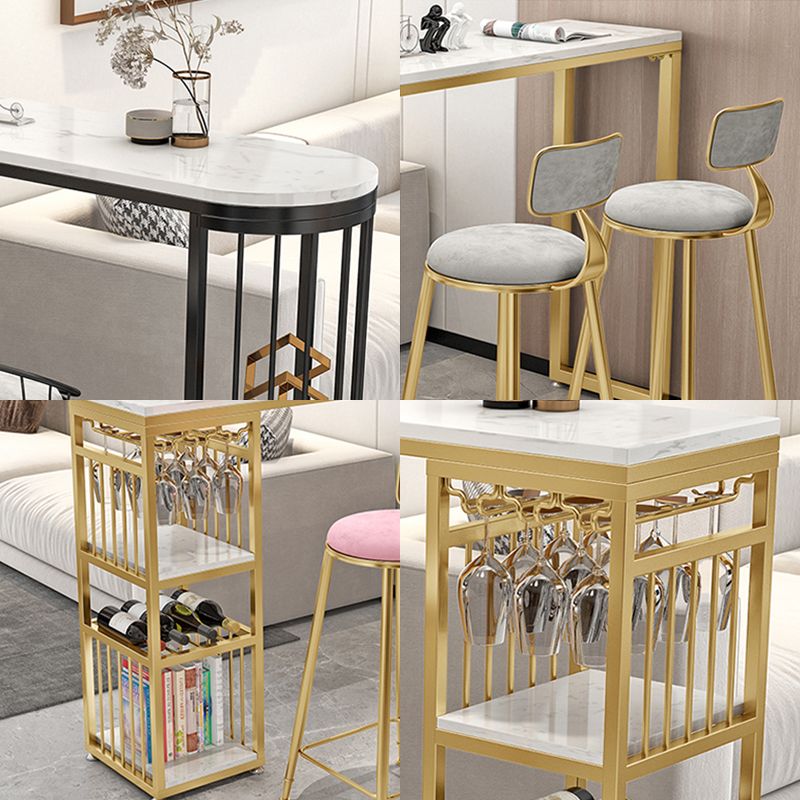 Contemporary Bar Dining Table with Shelves Bar Height Table 42-Inch Top