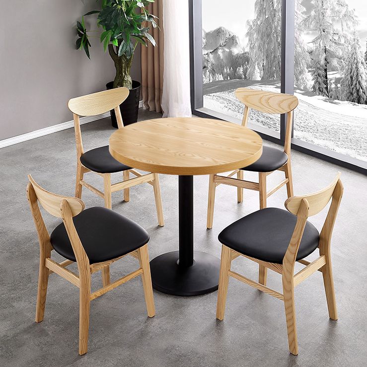 Metal Contemporary Dining Table Wood Top Table for Dining Room