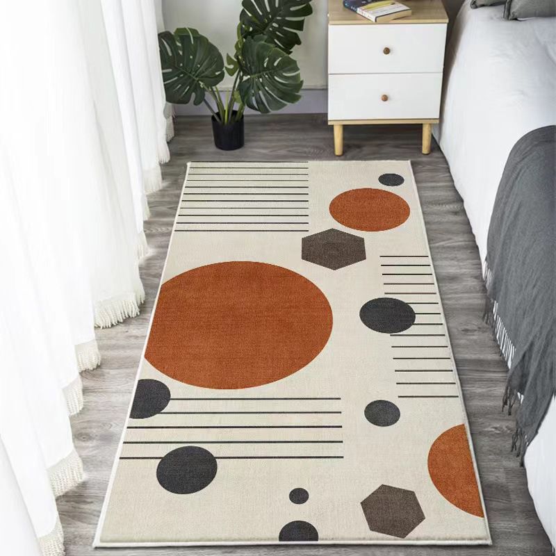 Beige Kids Rug Polyester Color Piece Rug Stain Resistant Rug for Bedroom