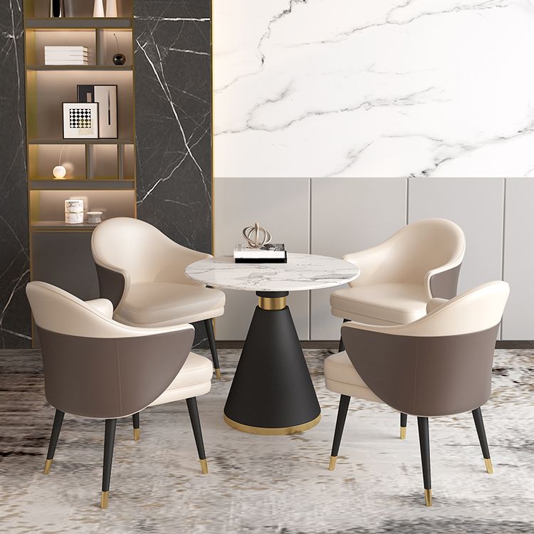 Metal Traditional Luxury Round Table Sintered Stone Top Table with Metal Pedestal