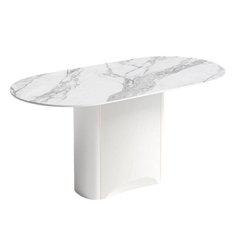 Table à manger en pierre frittée, ton blanc, guéridon de luxe pour salle à manger