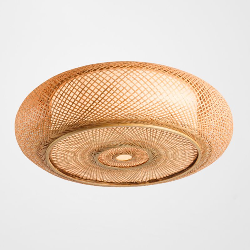 Simple Flush Mount Ceiling Light Fixtures LED Ceiling Lamp with Bamboo Shade